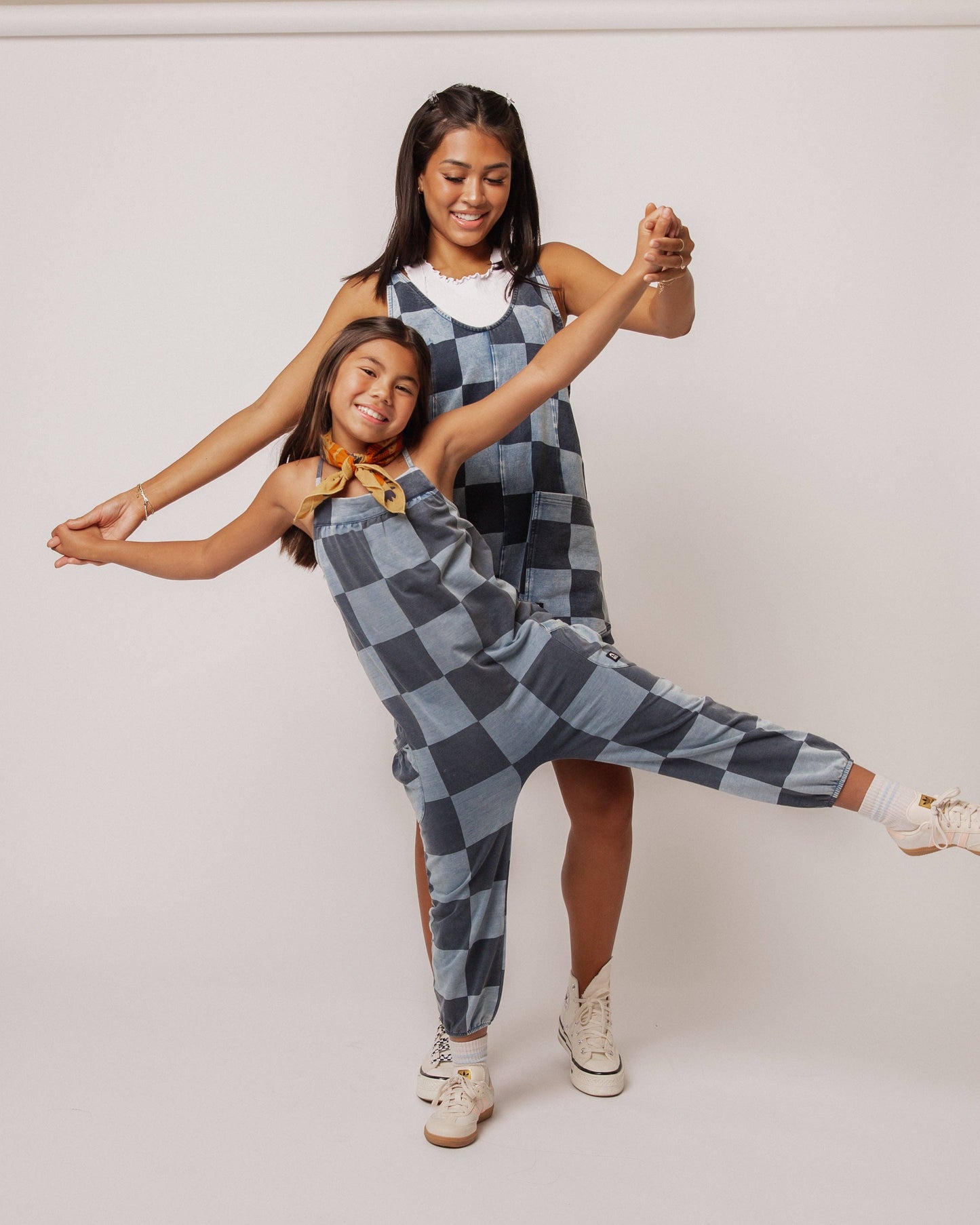 Adult Overall Shortie - Blue Denim Check