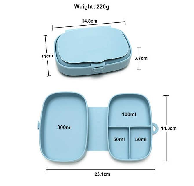 Silicone Snack Box- Light Blue