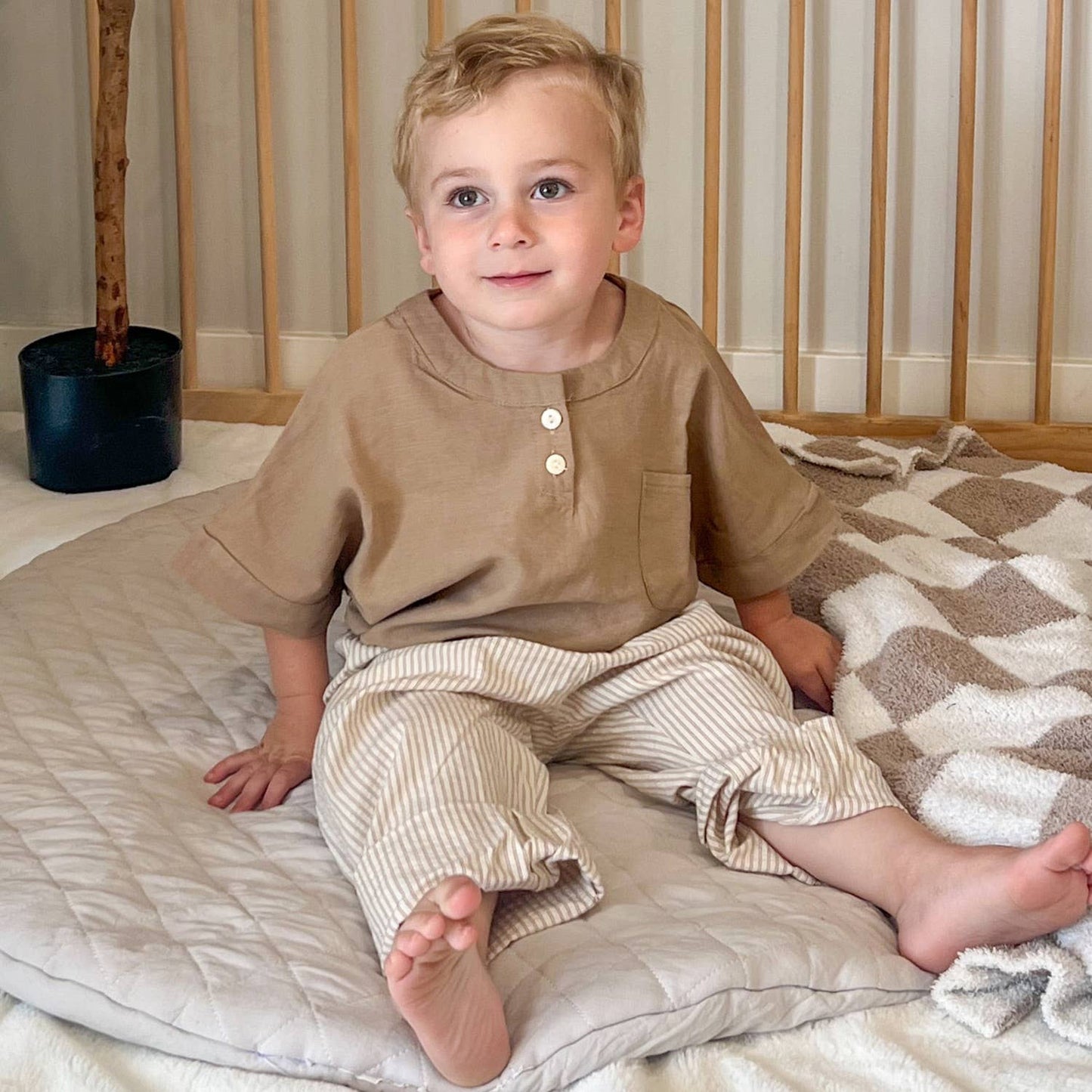 Ivory Striped Pants