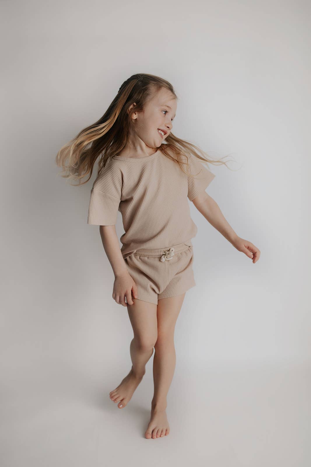 Tan Summer Waffle Toddler Top & Bottom Set