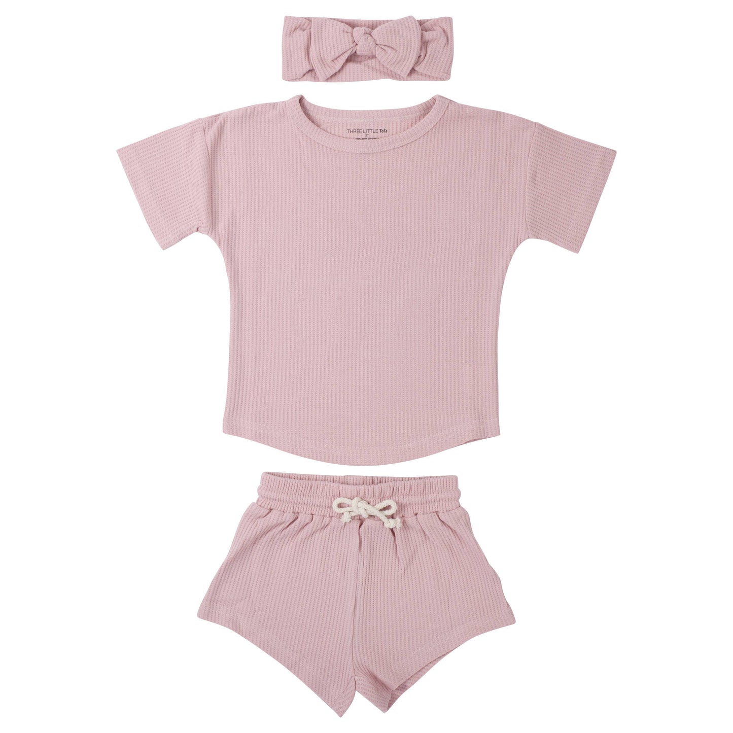 Rose Pink Summer Waffle Toddler Top & Bottom Set