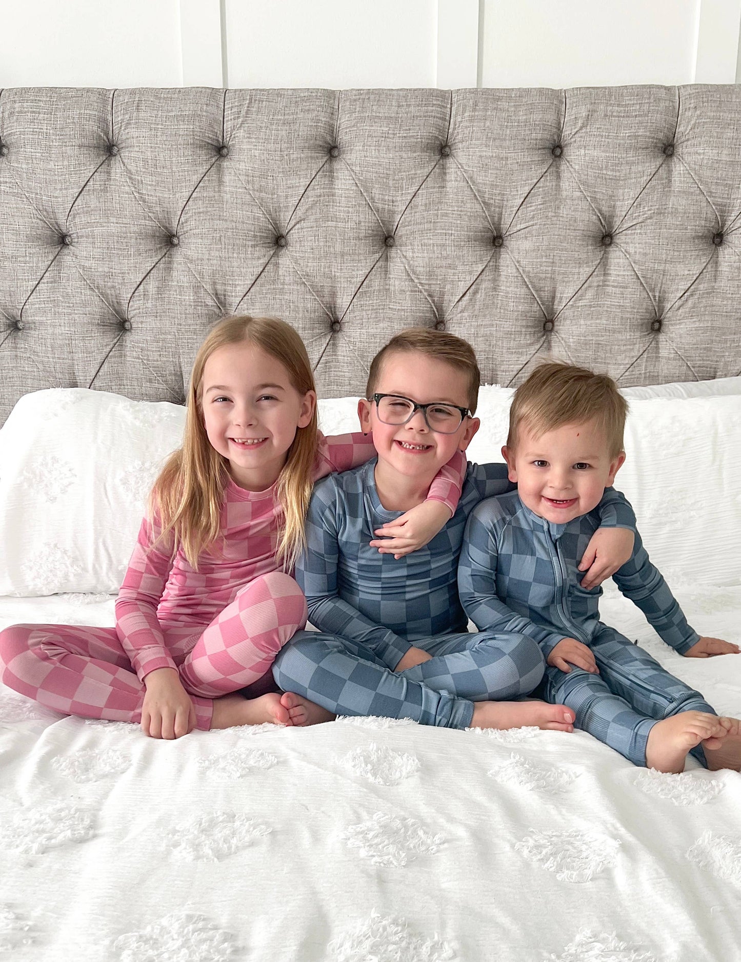 BLUE CHECKS | ZIP ROMPER