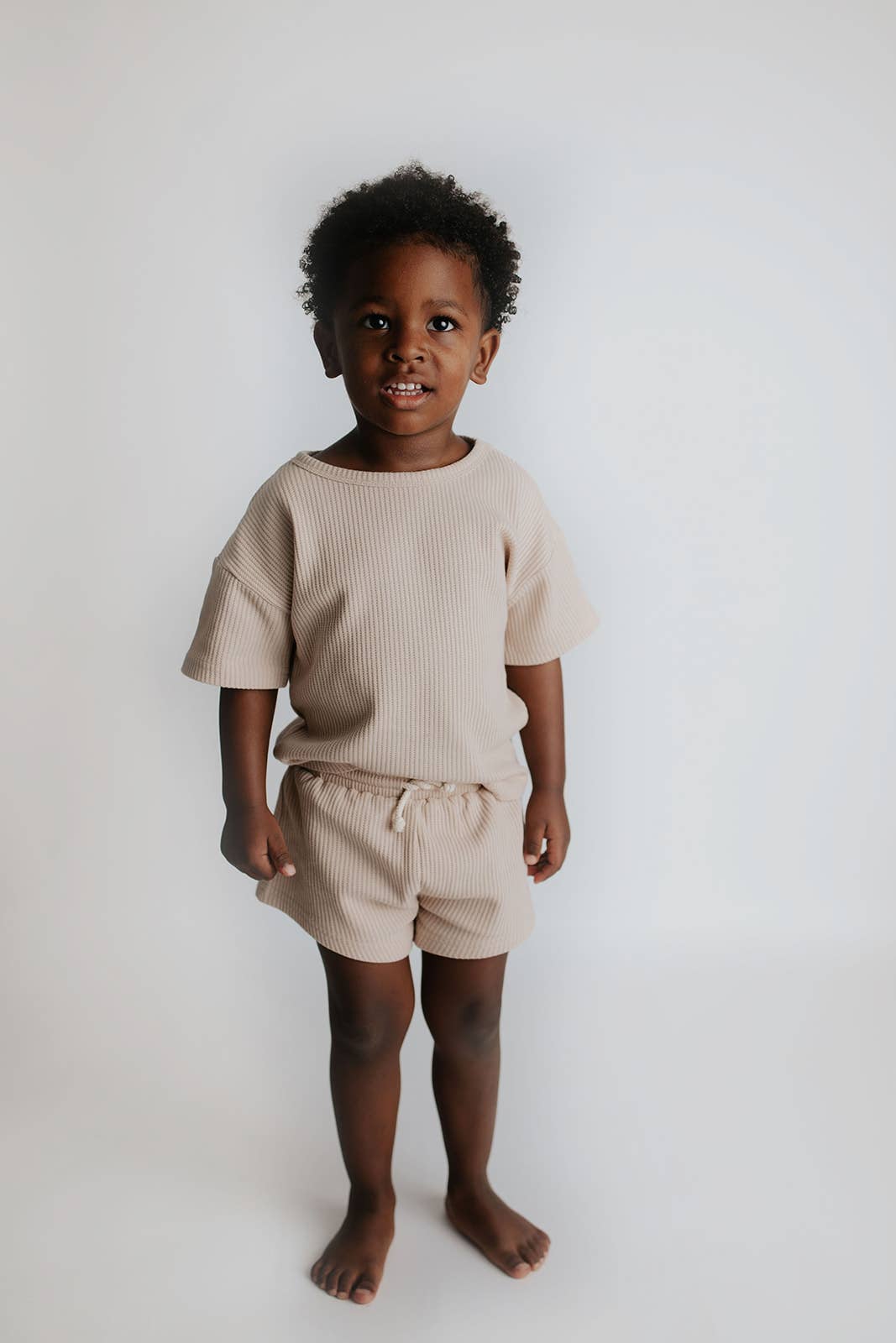 Tan Summer Waffle Toddler Top & Bottom Set