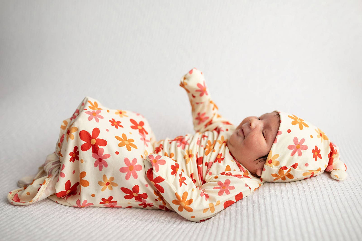 70s Groovy Flower Knotted Newborn Baby Gown