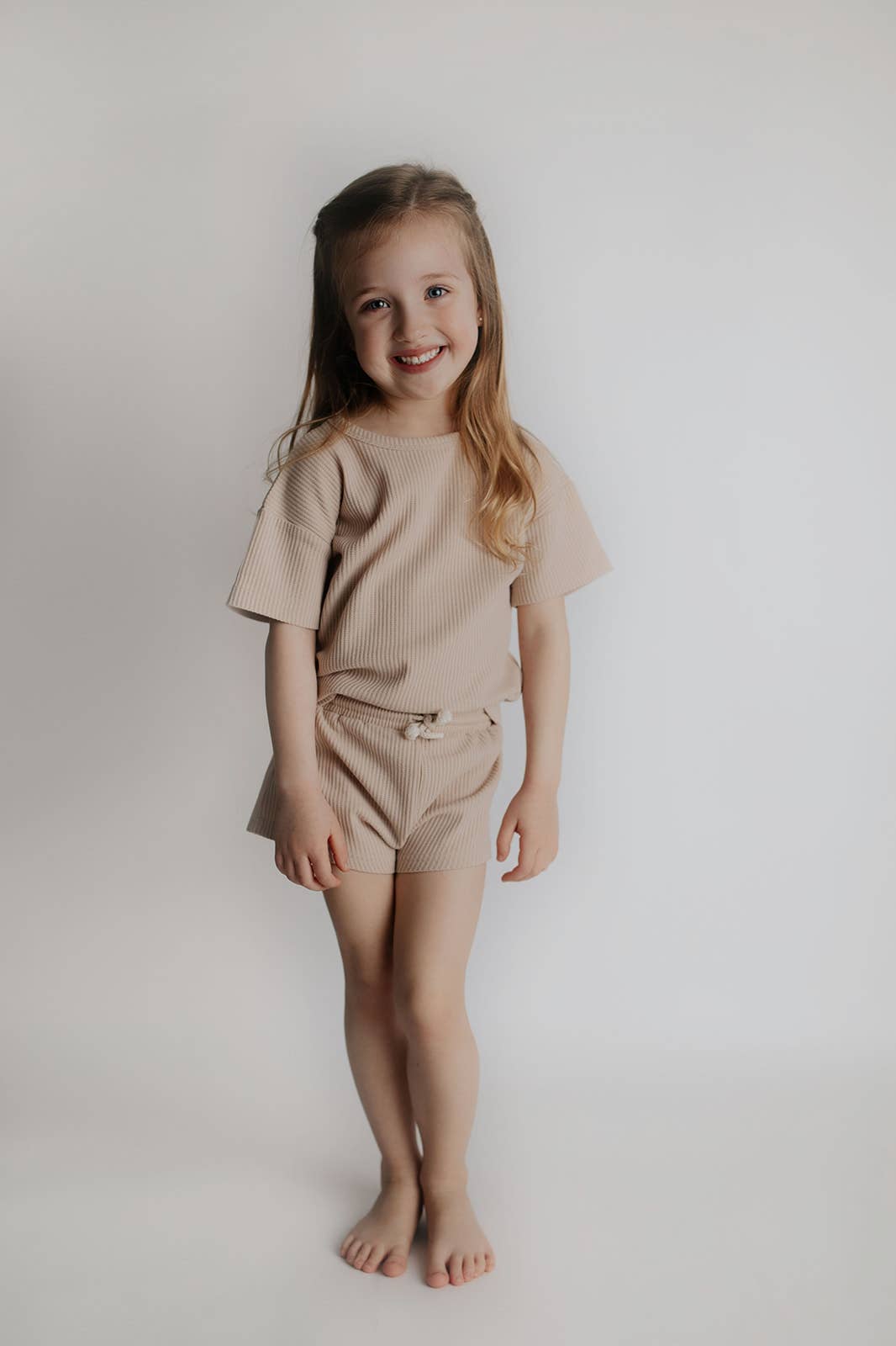 Tan Summer Waffle Toddler Top & Bottom Set