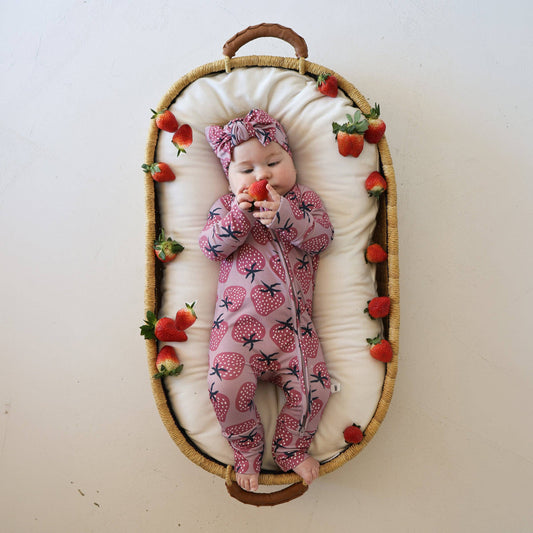Bamboo Zip Pajamas | Pink Strawberry