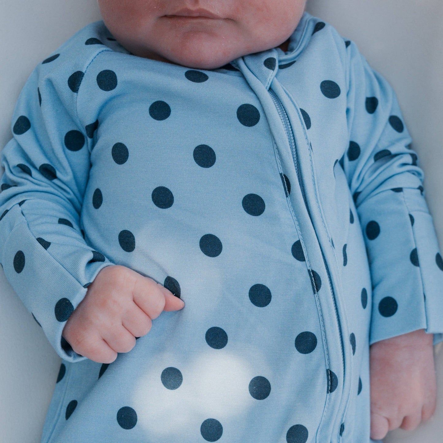Bamboo Zip Pajamas | Blue Polka Dot