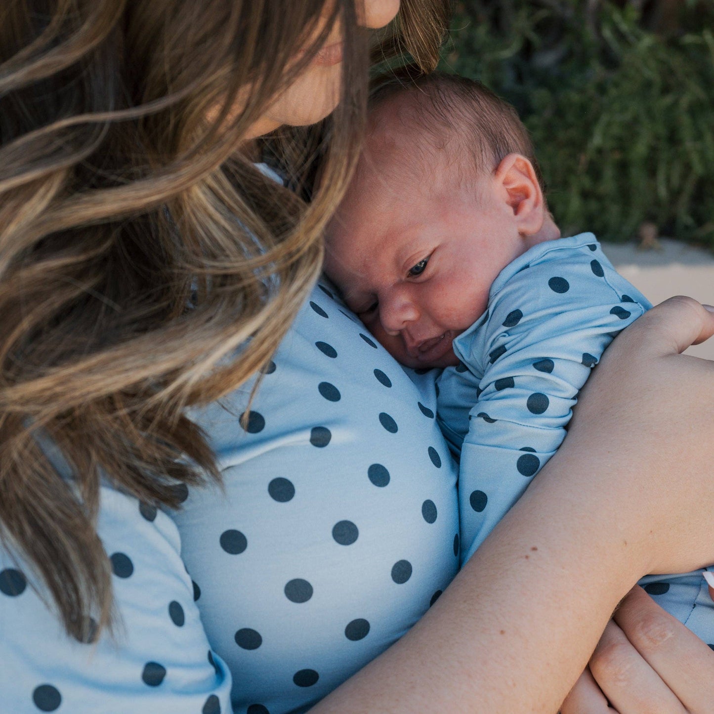 Bamboo Zip Pajamas | Blue Polka Dot