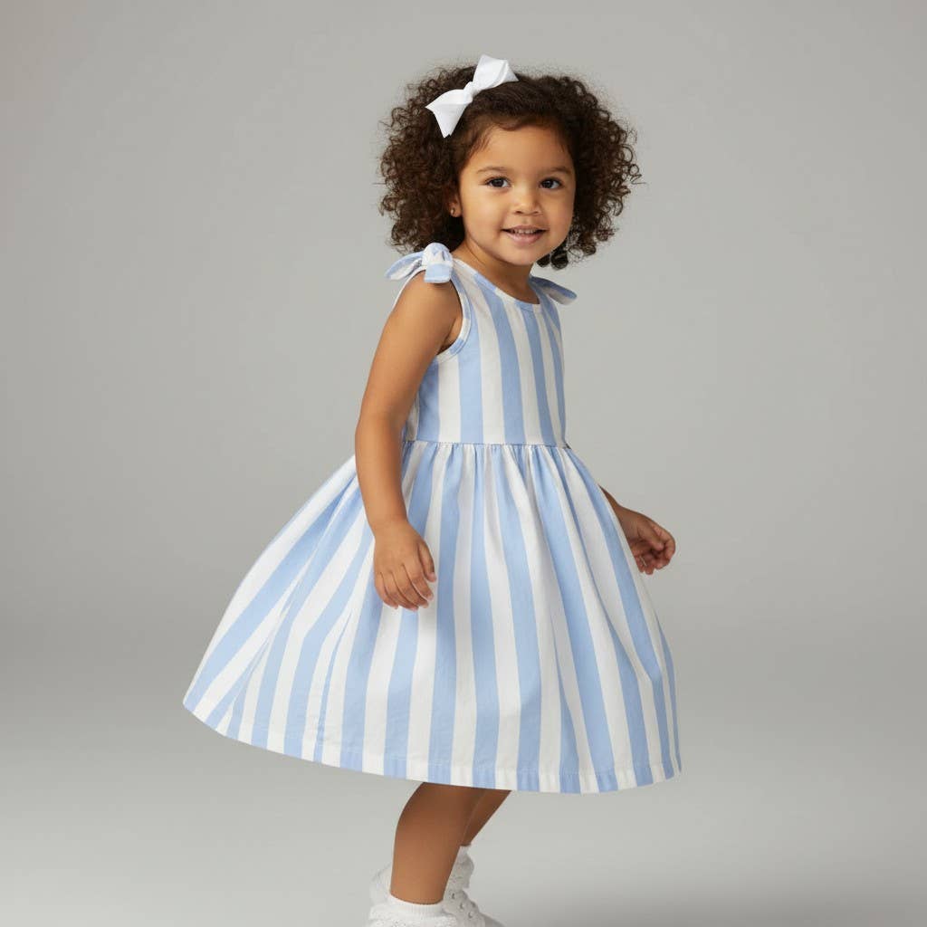 Sky Stripe Tie Shoulder Dress