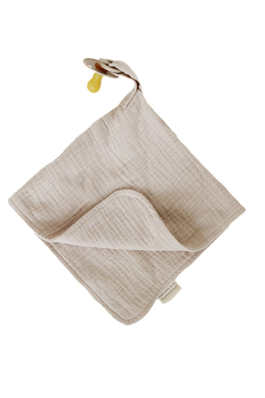 Natural Sand Organic Cotton Muslin Lovey Blanket