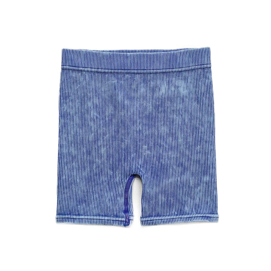 ACID WASH BIKER SHORTS - OCEAN