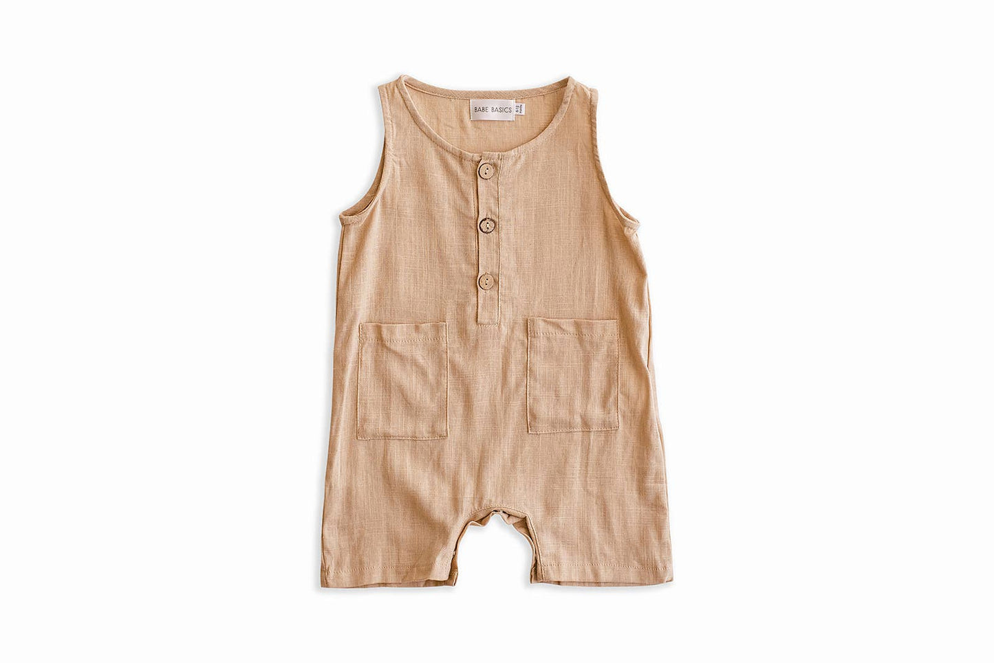 Oatmeal Sleeveless Crop Linen Baby Romper