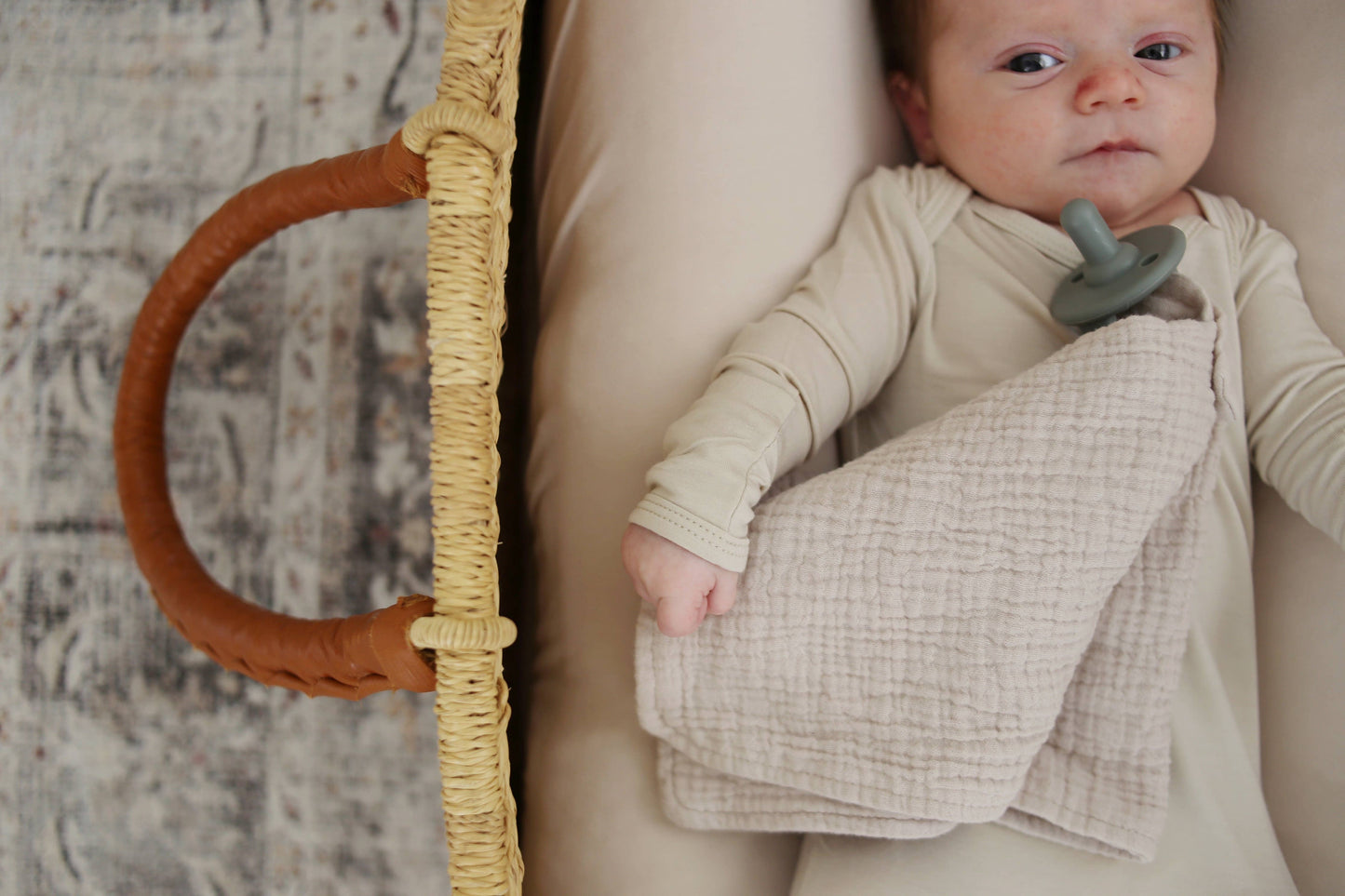 Natural Sand Organic Cotton Muslin Lovey Blanket