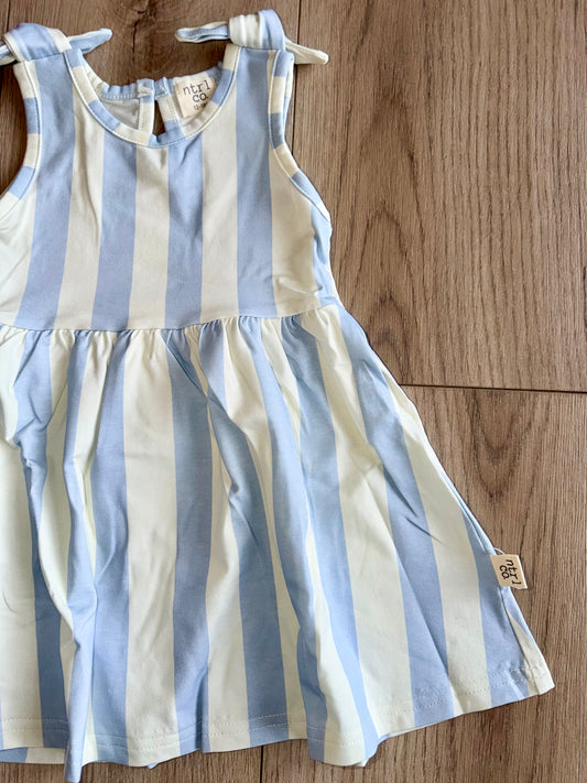Sky Stripe Tie Shoulder Dress