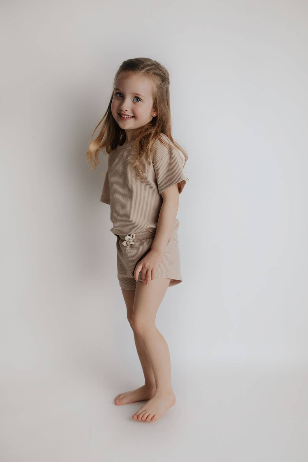 Tan Summer Waffle Toddler Top & Bottom Set