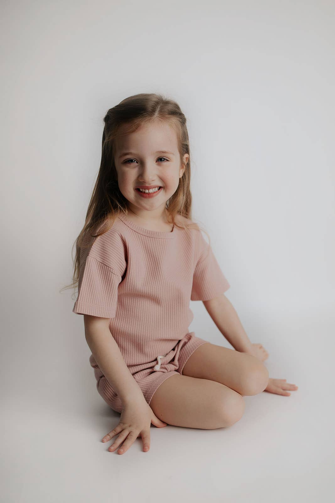 Rose Pink Summer Waffle Toddler Top & Bottom Set