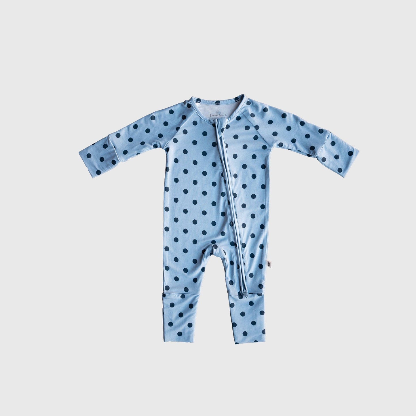 Bamboo Zip Pajamas | Blue Polka Dot