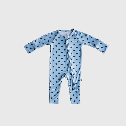 Bamboo Zip Pajamas | Blue Polka Dot