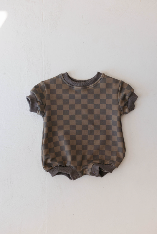 Short Sleeve Checker Romper