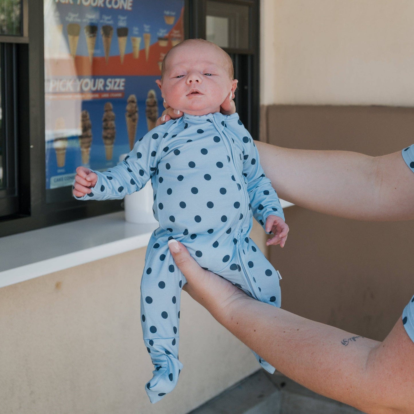 Bamboo Zip Pajamas | Blue Polka Dot