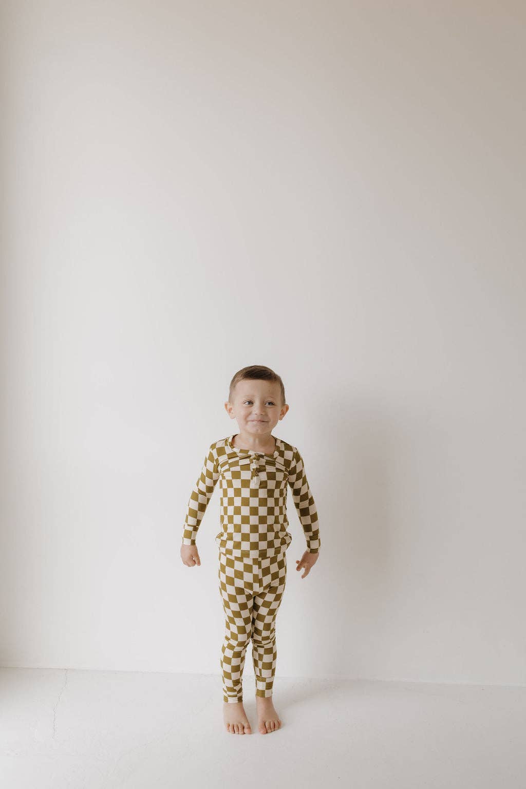 Bamboo Two Piece Pajamas | Olive Checkerboard